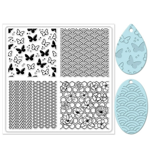 Silicone Clay Texture Mat Clay Modeling Pattern Pad Butterfly 140x140x3mm 1pc