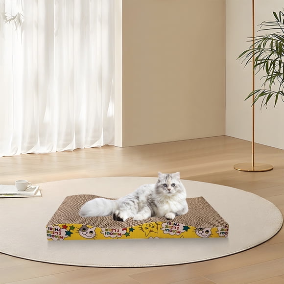 BAOPAI Large Cat Scratching Post and Bed Combo - Durable Corrugated Cardboard Scratch Pad with Integrated Resting Area for Indoor Cats Pet Furniture Toy