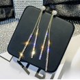thumbnail image 2 of Pendientes de perlas con borlas largas y aguja de plata 925 para dos usos, temperamento simple, pendientes de diamantes, cara redonda, finos, ideales para caras redondas, 2 of 5