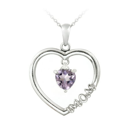 - Sterling Silver Dangling Amethyst & Diamond Accent