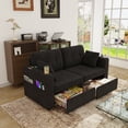 thumbnail image 6 of Modern Sectional Loveseat Sofa Couch with USB Charging and Charging Station, Chenille Fabric Sofa Couch with  Storage and Cup Holder for Living Room, Apartment, Easy to Install, Black, 6 of 8