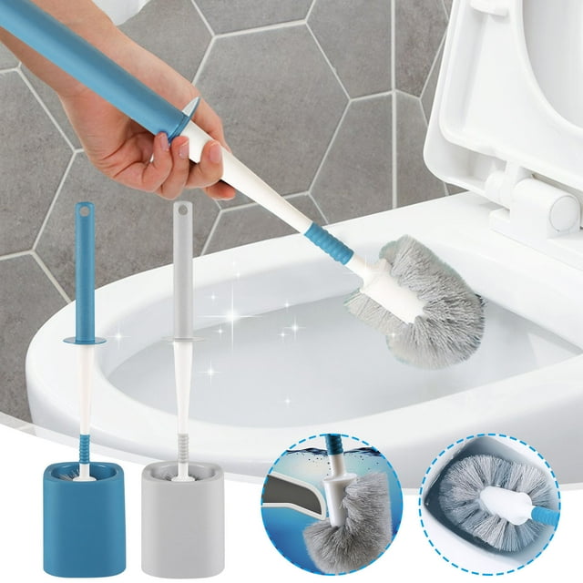 Juego de cepillos de inodoro montados en la pared con base - Sin instalación de taladro, sin limpieza de esquinas muertas en baños domésticos