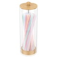 thumbnail image 5 of Ihvewuo Acrylic Straw Holder Dispenser with Wooden Lid Transparent Countertop Straw Storage Container Organizer for Pencil Makeup Brush, 5 of 15
