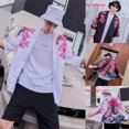 thumbnail image 1 of Coolmee Unisexe Vintage Koi Pattern Kimono Style Chinois Manches Courtes Chemises en Coton, 1 of 6