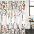 thumbnail image 2 of Easter Bunny Bathroom Shower Curtains with 12 Hooks Polyester Waterproof Shower Curtain for Stalls and Bathtubs Spring Flowers Watercolor Botanical Decorative Bathroom Privacy Curtain 36x72 Inches, 2 of 9