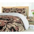 thumbnail image 5 of Ambesonne Antler Duvet Cover Set, Floral Skull and Wolves, 2-Calking, Black Beige Pink, 5 of 7