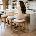 thumbnail image 4 of Maven Lane Alexander Backless Counter Stool in Weathered Oak Finish w/ Sand Color Fabric Upholstery, 4 of 7
