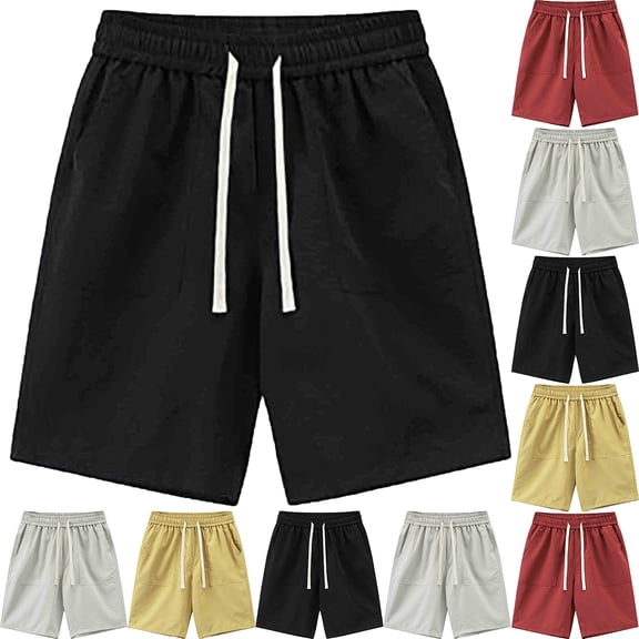 Lenago Mens Shorts Summer Casual And Comfortable Drawstring Pocket Elastic Waist Shorts Cargo Shorts for Men