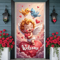 thumbnail image 6 of Angel Theme Welcome Banner Heart Pattern Love Display Rose Decor Romantic Angel Backdrop for Valentine's Day Welcome Party Wedding, 6 of 9