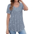 thumbnail image 2 of Womens Tops Short Sleeve Summer Tops For Women Casual Tunic Leggings Up Ruched Blouses Clothes Womens T Shirts, 2 of 5