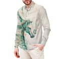 thumbnail image 2 of Chririnla Horse Butterfly Shirt for Men Dress Shirt Comfy and Lightweight Wear V-neck Long Sleeve Derby Day Shirts Button Down Fashionable Top Mens Business T-shirt, 2 of 6