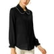 thumbnail image 4 of Camisas de trabajo con cuello Peter Pan y volantes para mujeres Inspire Chic, botón hacia arriba, talla XL, color negro, 4 of 8
