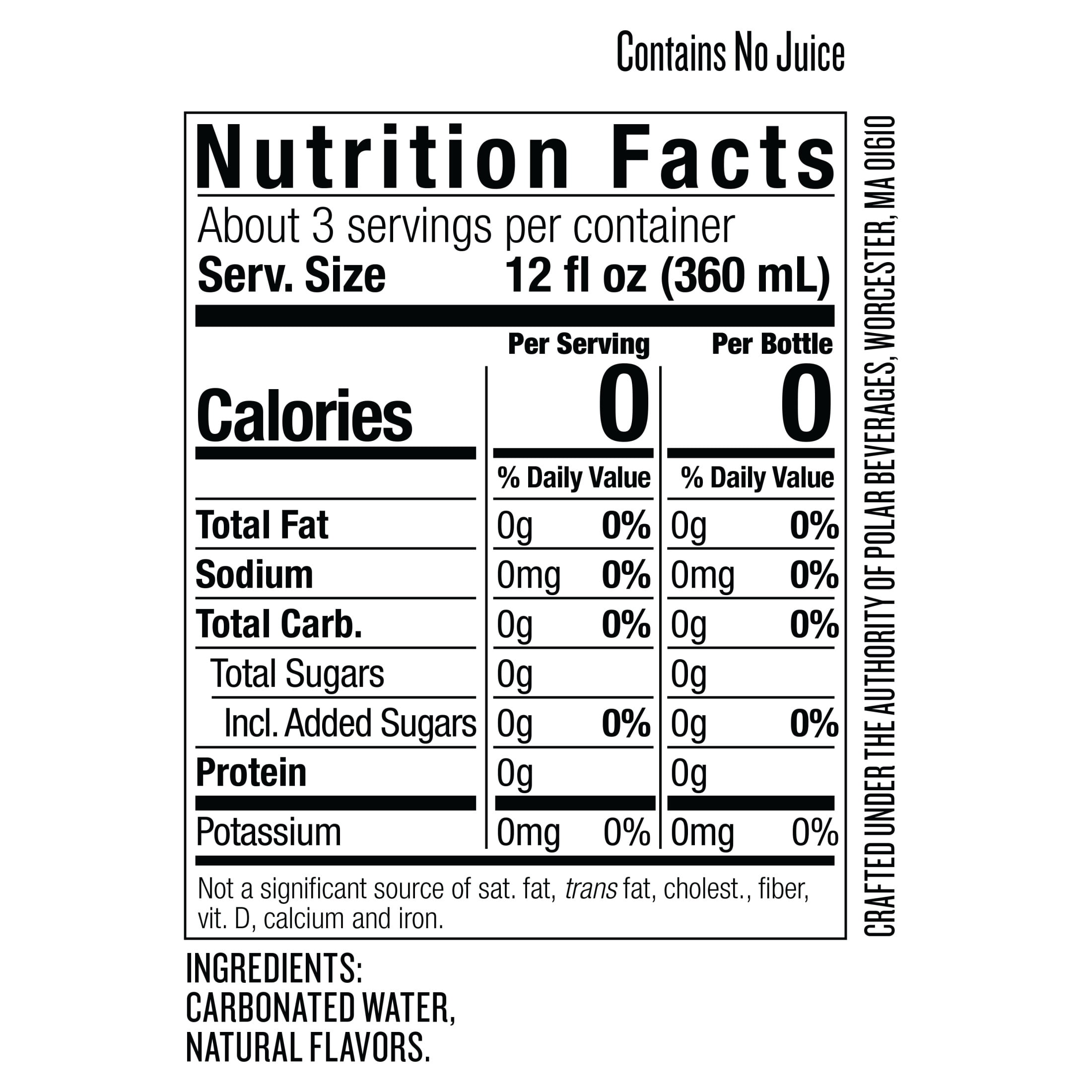 Polar Zero Calorie Orange Vanilla Sparkling Seltzer Water, 1 L, Bottle