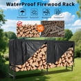thumbnail image 3 of Bingirl 8Ft Firewood Rack Cover Set Heavy Duty Steel Log Holder Black, 3 of 8