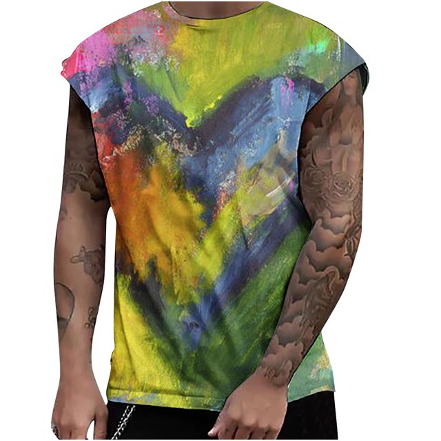 Moda de verano para hombres Impresión 3D Hombro expandido Casual Deportes Casual Camiseta sin mangas Chaleco Pompotops oipoqjl30667