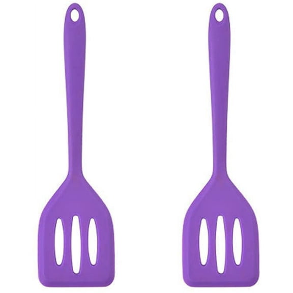 Mictong small slotted silicone shovel, heat-resistant kitchen shovel, food grade rubber cookware, suitable for non stick pans, purple, 2 pieces