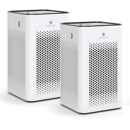 

Medify MA-25 Air Purifier with H13 True HEPA Filter | 500 sq ft Coverage | for Allergens Wildfire Smoke Dust Odors Pollen Pet Dander | Quiet 99.9% Removal to 0.1 Microns | White 2-Pack