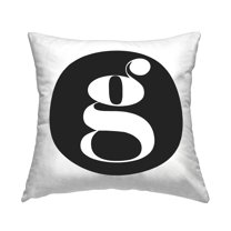Stupell Industries Black Initial G Decorative Printed Throw Pillow, 18 x 18