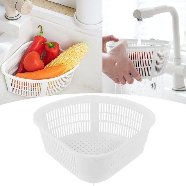 NANDIYNZHI Big Deals Storage Holder Multifunctional Draining Shelf Storage Rack Kitchen White Triangular Drain Basket White