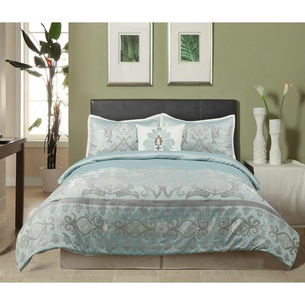 Victoria 5 PC Comforter Set Light Blue King 92x104