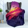 thumbnail image 4 of Americana Soft Flannel Fleece Blanket, Dramatic Sunset over the Sea Tropical Beach Summer Idyllic Scenery Image, Cozy Plush for Indoor and Outdoor Use, 50" x 60", Purple Red Yellow, by Ambesonne, 4 of 5