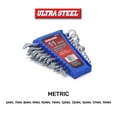 thumbnail image 3 of Ultra Steel 11-Piece Combination Wrench Set, Metric, 6MM, 7MM, 8MM, 9MM, 10MM, 11MM, 12MM, 13MM, 15MM, 17MM, 19MM, Wall Hanging Case Included, 3 of 6