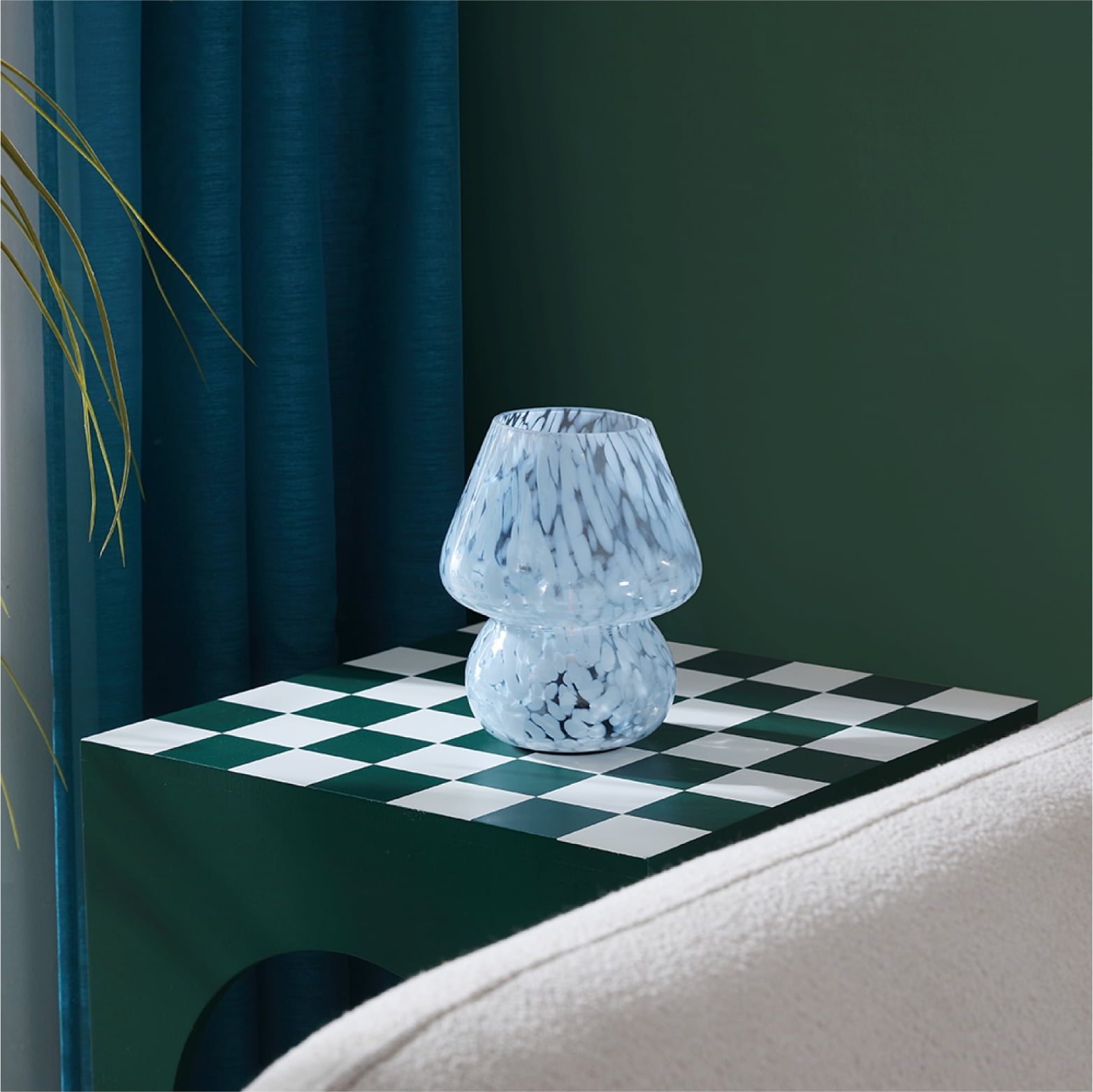 Urban Shop 8" Blue Tortoise Glass Battery-Powered Mushroom Table Lamp