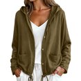 thumbnail image 2 of IUYRTFE Women's Cotton Linen Zip Up Hooded Jacket Long Sleeve Relaxed Fit Casual Lightweight Coat, 2 of 6