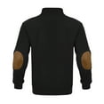 thumbnail image 6 of GuangCheng Men's Fleece Pullover Sweatshirt with Elbow Patches,Half Zip Placket,Casual Warm Tops,Baggy Fit Tops,Black,Size M, 6 of 9