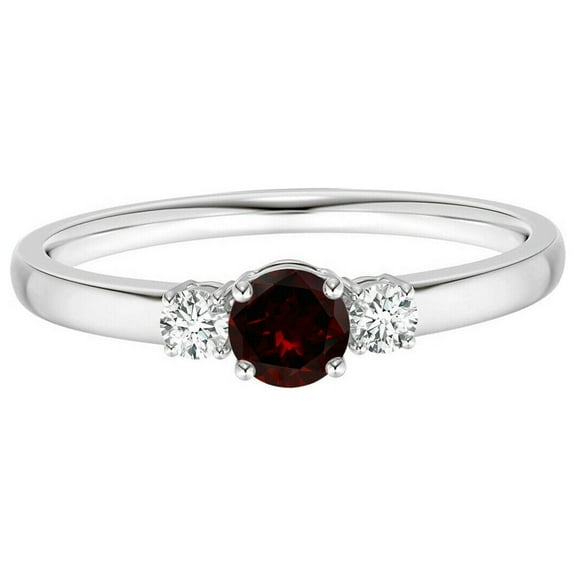Sterling Silver 925 Round 5 MM Red Garnet Three Stone 925 Sterling Silver Women Promise Ring GIFT FOR HER
