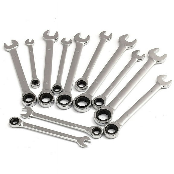 BE-TOOL Dual Fixed Head Ratchet Wrench Chrome Vanadium Steel Repair Machine Auto Tool Silver 10MM-17MM