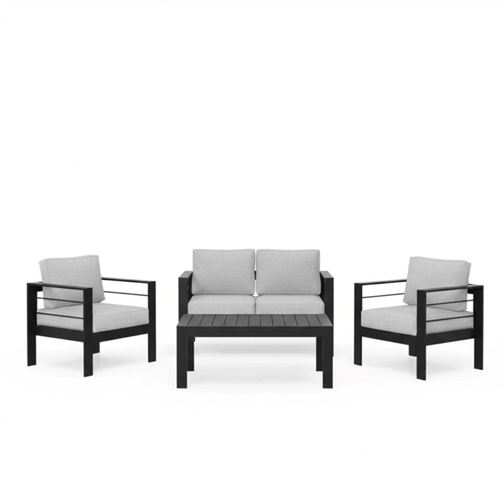 Afuera Living 4-Piece Modern Aluminum Patio Conversation Set