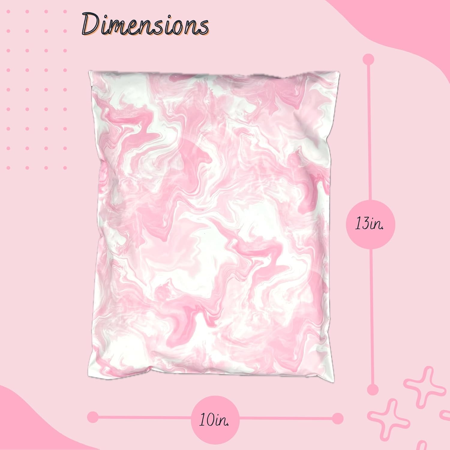 Hawk Poly Mailers 10x13 Cute Pink Marble Heavy Duty 3.15mil Tamper-Evident & Self-Sealing Shipping Envelopes for Small Businesses Printed Waterproof Mailing Bags Non Padded (Rosé, 10x13)