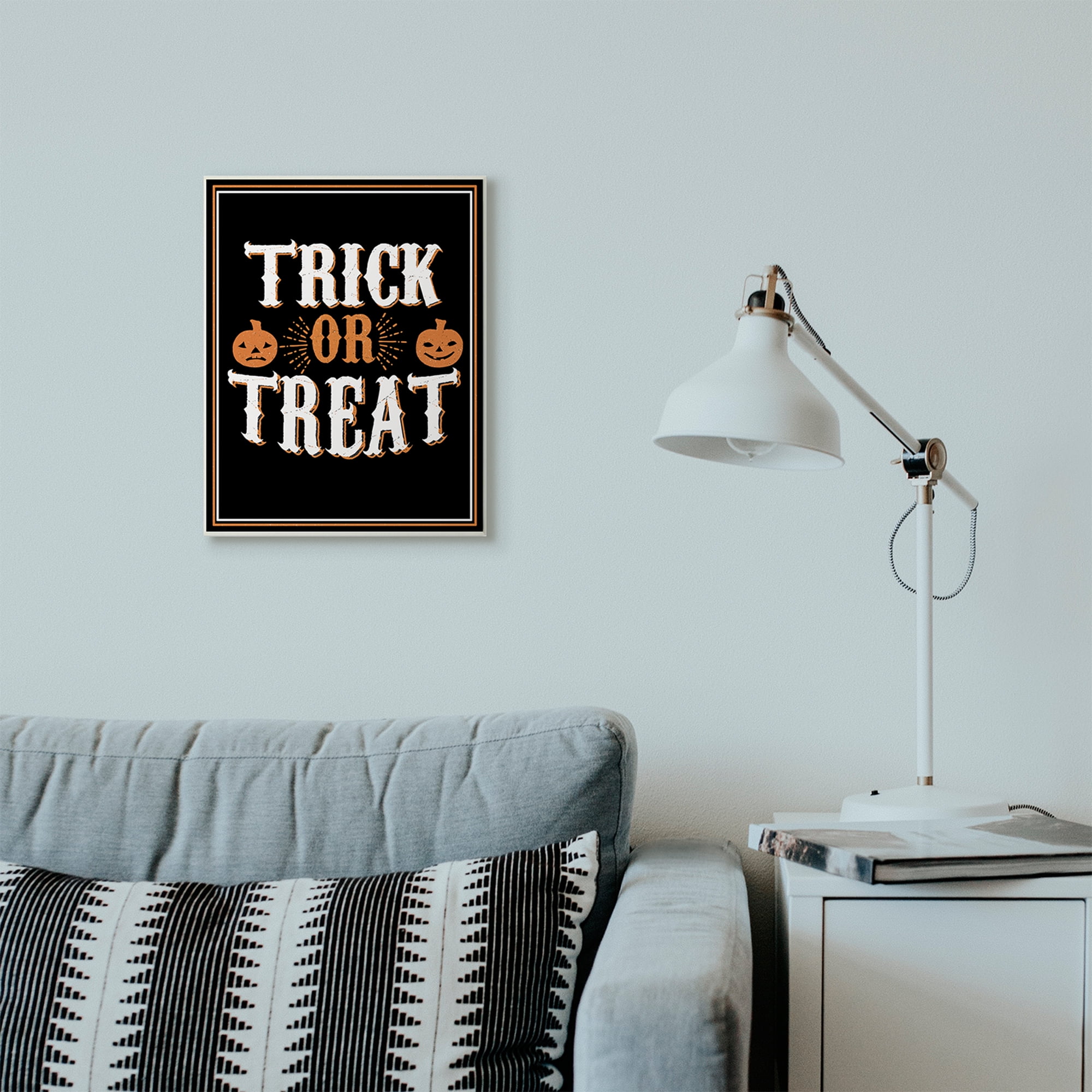 Stupell Industries Trick Or Treat Orange Black Holiday Word Design Wall Plaque by The Saturday Evening Post