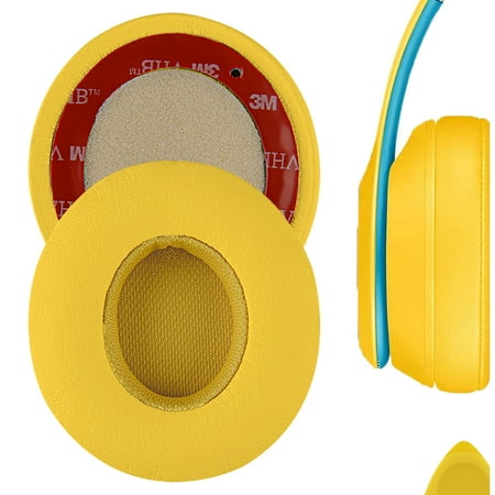Geekria QuickFit Replacement Ear Pads for Beats Solo 2 (B0534) & Solo 3 (A1796) Wireless On-Ear Headphones Ear Cushions (Club Yellow)