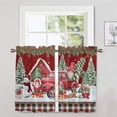thumbnail image 1 of Innerwin Rideaux de Cuisine de Noël Poche de Tringle Panneaux Courts 1/2 Pcs Demi-Rideau Occultant Imprimé Floral de Luxe Bonhomme de Neige F 2 Pcs-Tier Rideau : L:27.5 Pieds'x H:36 Pieds', 1 of 1