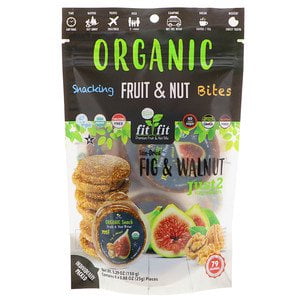 Walnut Bites - Nature's Wild Organic, Organic, Snacking Fruit & Nut Bites, Sun-Dried Fig & Walnut, 6 Pack, 0.88 oz (25 g) Each (Pack of 4)