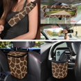 thumbnail image 4 of HUISEFOR 15 Pcs Giraffe Car Seat Cover Full Set for Most Truck SUV Including Steering Wheel Cover Seat Belt Cover Garbage Can Rear View Mirror Cover Coasters Suitable for Most Cars SUV, 4 of 7