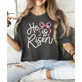 thumbnail image 6 of He Is Risen Christian Shirt for Women - Pearl Bow Easter Faith Graphic Tee Pepper Shirt Adult Large, 6 of 7