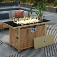 thumbnail image 7 of SDJPOI 43" Propane Gas Fire Pit Table, 60,000 BTU Rectangular Outdoor Fire Pit with Glass Wind Guard - Open Weave Wicker Design for Patio, Deck, Garden & Backyard, 7 of 7
