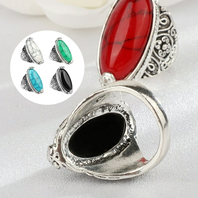 mmirethe Fashion Bohemia Style Ring Personalized Decoration Rings Jewelry Portable Gift for Wedding Party Daily Working Black