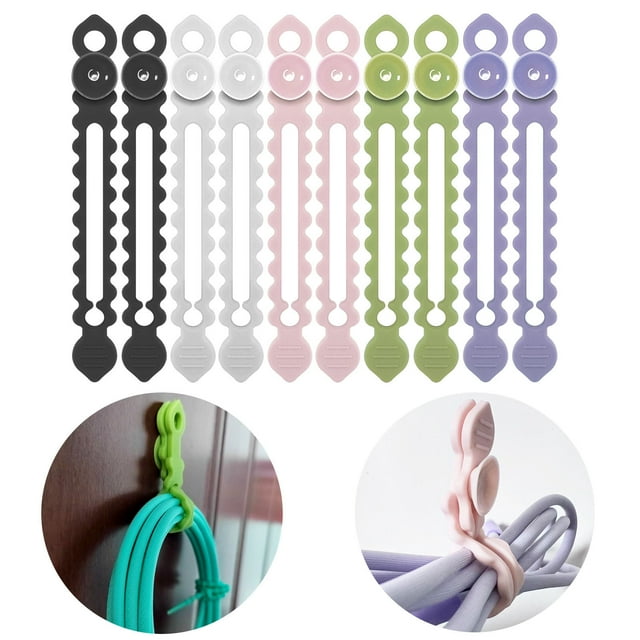 Fiudx Cable Tie with Suction Cup, Reusable Cable Management Organizer,Multipurpose Elastic Cord Organizer for Fastening Cable Cords Wires