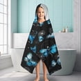 thumbnail image 6 of Black Blue Butterfly Dandelion Pattern Hooded Bath Towel，60"x35" for Ages 3 To 12 Kids, Quick Dry Lightweight Soft Microfiber Hood Beach Towel Cover Up for Kids, 6 of 7
