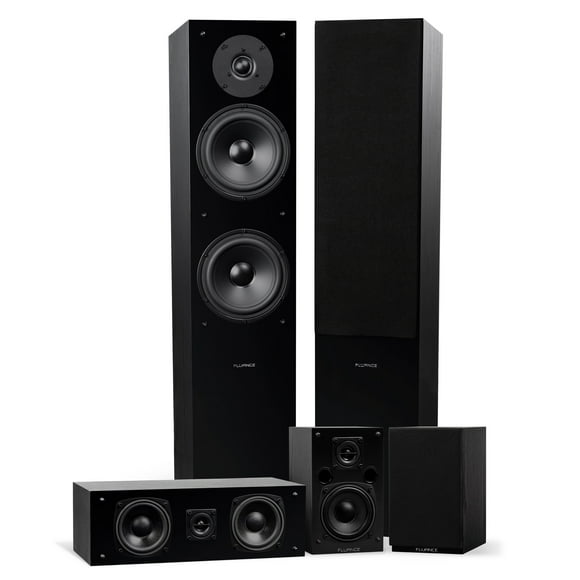 Fluance Elite High Definition Surround Sound Home Theater 5.0 Channel Speaker System including Floorstanding Towers, Center Channel and Rear Surround Speakers - Black Ash (SXHTB-BK)