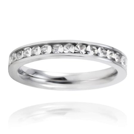 Stainless Steel Crystal Polished Eternity Band