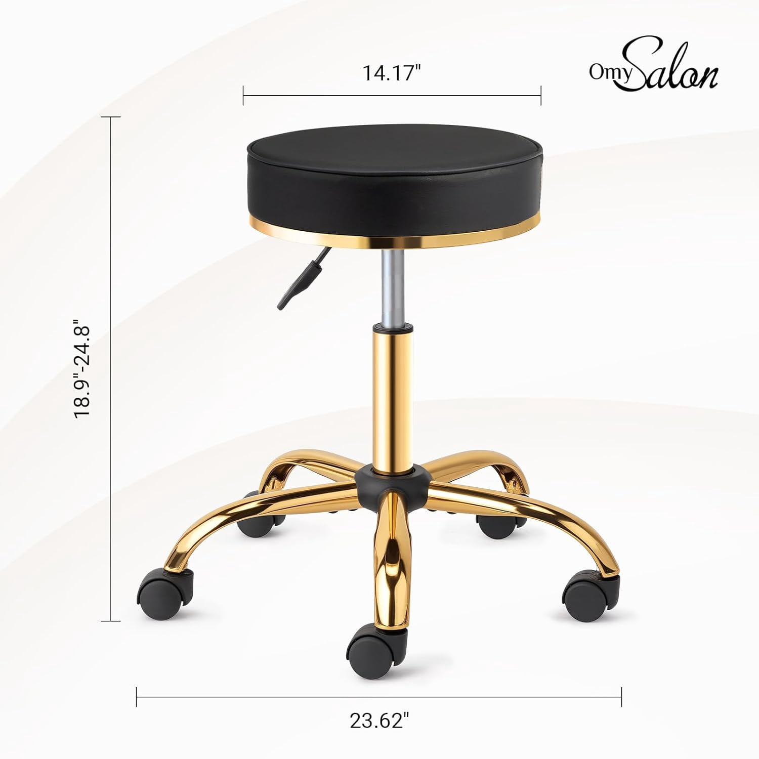 OmySalon Rolling Stool with Wheels, Hydraulic Massage Chair, Heart-Shaped Adjustable Salon Stool, Swivel Stools for Hair Stylist, Vanity SPA, Bar, Barber, Home Office, Tattoo, Hot Pink