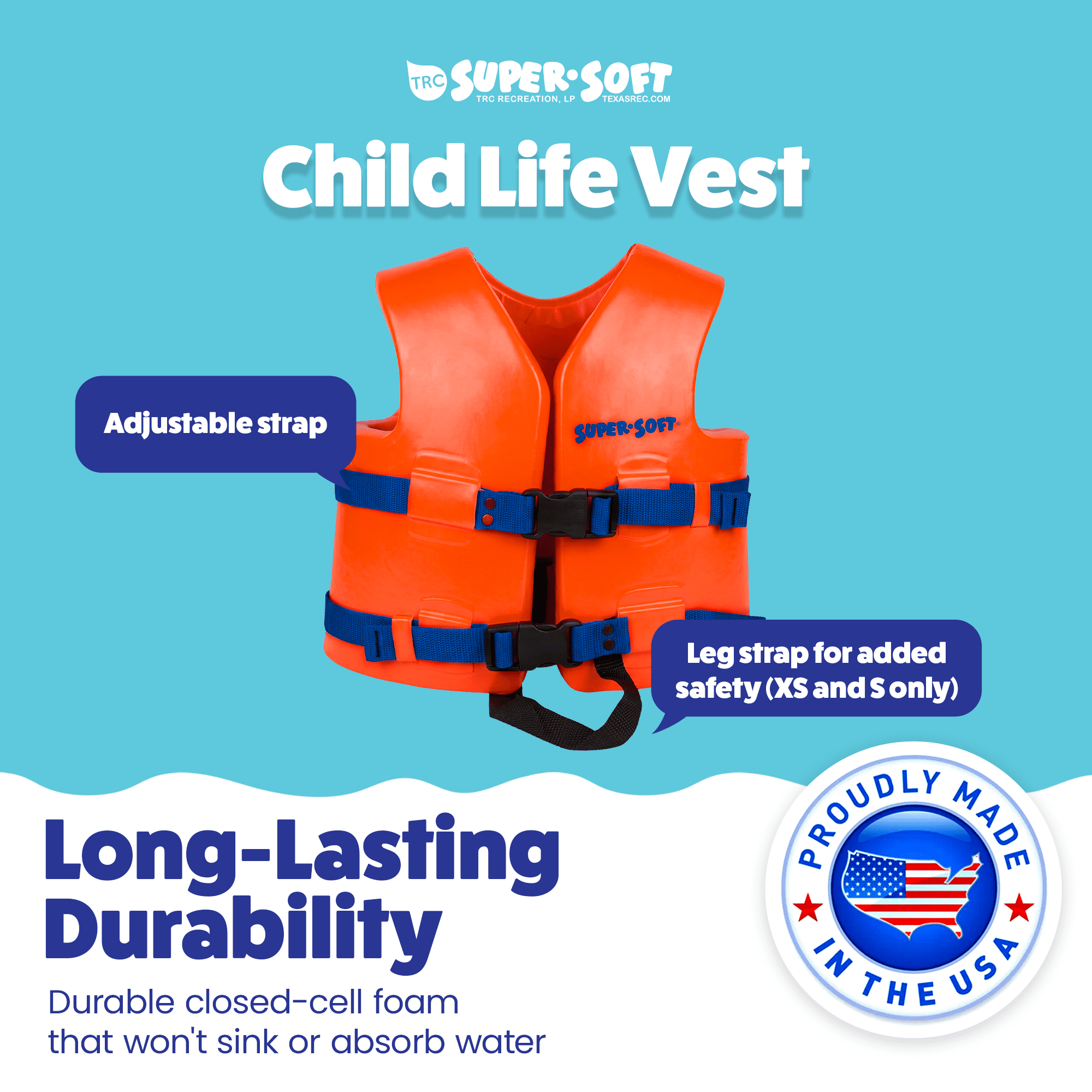 TRC Recreation Child Life Jacket Vest - USCG Approved - Small