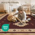 thumbnail image 4 of ODIKA 8'x10' Washable Area Rug Non-Shedding, Easy Care, Cream Rich Burgundy Geometric Symmetry Design Elegant Traditional with Detailed Border for King Size Bedroom Under Bed, Master Suite, 4 of 7