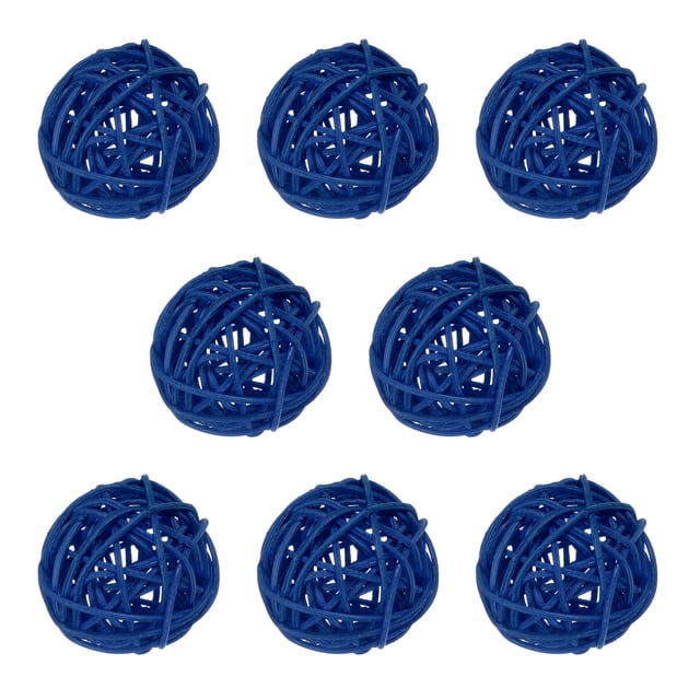 Uxcell 8 Paquete de Bolas de Ratán Tejido de 2 pulgadas para Decoración de Navidad, Bodas y Acción de Gracias Azul