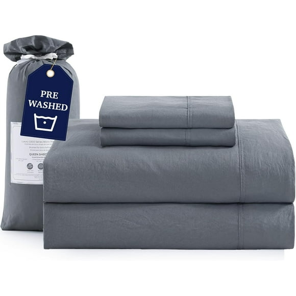 shiyou-Oxygen-Washed Twin XL Sheet Set - Ultra-Soft Microfiber Bed Sheets - Brushed Breathable Bedding with Deep Pocket (Charcoal, Twin XL Size)